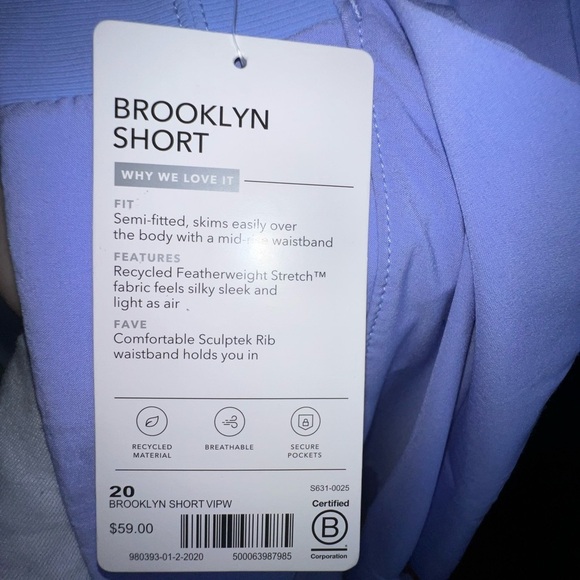 NWT Athleta Women's Plus Size 20 Brooklyn Shorts Victorian Periwinkle Active 2X - Picture 9 of 16